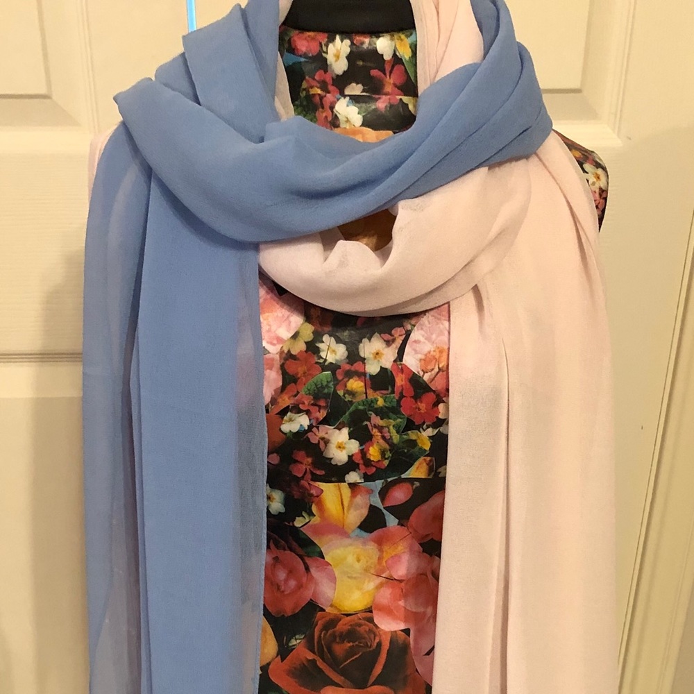 Beautiful Pair of sheer scarfs pink and blue